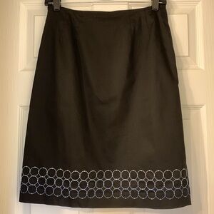 Ann Taylor black skirt with blue embroidery, 2, no defects
